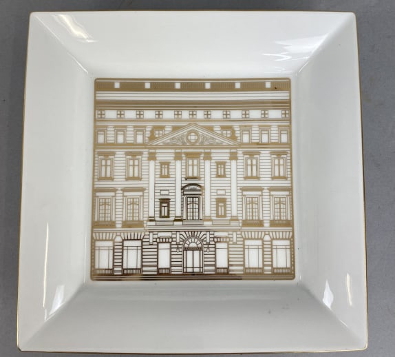 Cartier Fifth Ave. Mansion XL Porcelain Tray: Cartier Fifth Ave. Mansion XL Porcelain Tray 10"sq. Condition: Box has one corner torn.