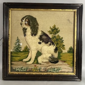 Vintage Framed Needlepoint of Spaniel
