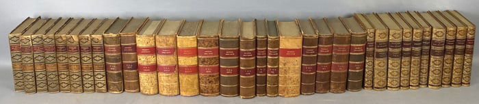 Large Grouping of Leather Bound Books