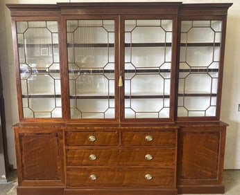 19th C. English Mahogany Breakfront Bookcase