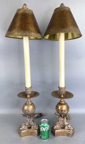 Pair of Dolphin Composit Tall Lamps