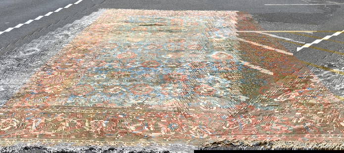 Large Heriz Rug: Large Heriz Rug. 20' 6" x 14' 3" Condition: Some stains, loss of pile in spots.