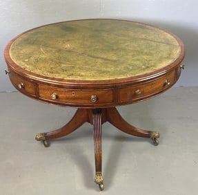 Regency Mahogany Leather Top Drum Table