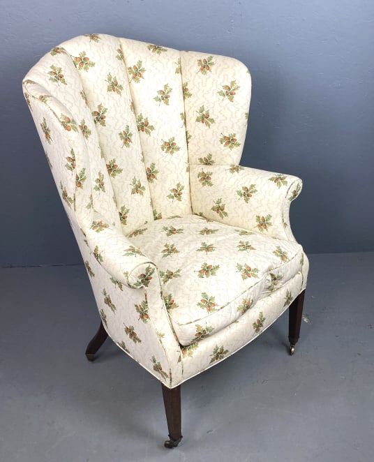 Georgian Mahogany and Upholstered Wingback Chair (1 of 4)