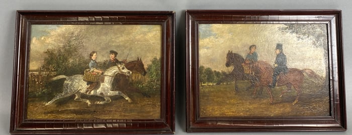 Pair of English 19th C. Nieve Horse Paintings