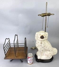 Staffordshire Dog Lamp w/ Table Book Rack