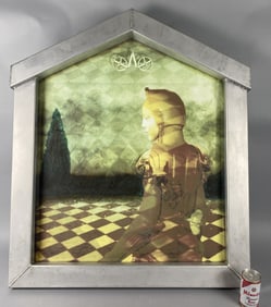 Futuristic Mixed Media Picture in Aluminum Frame