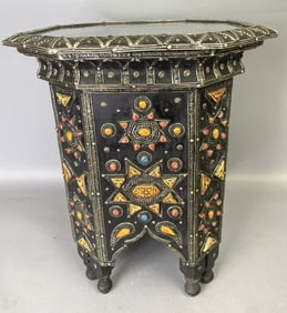 Colored Bone Jeweled Moroccan Side Table