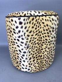 Leopard Print Upholstered Ottoman