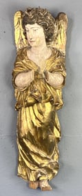 19th C. Giltwood & Polychrome Angel