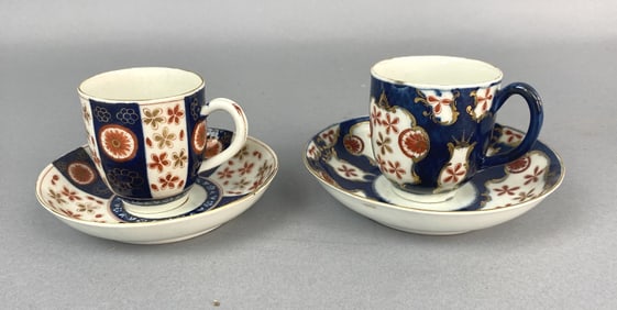 Pair of 19th C. Worcester Imari Cups & Saucers