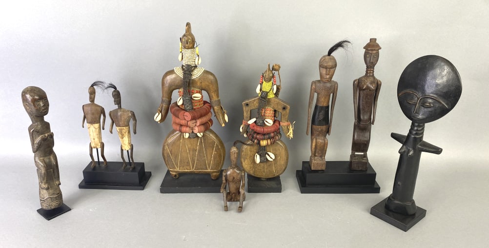 Group of African Wood Carvings: Group of African Wood Carvings. Tallest: 15 1/2"h Condition: Good.