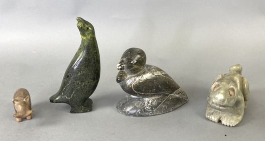Group of 4 Carved Stone Animals