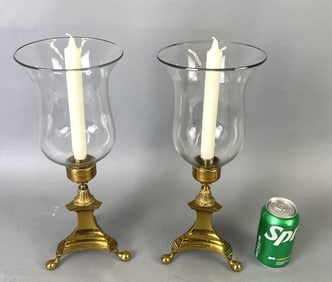 Pair of Regency Style Brass Candle Sticks