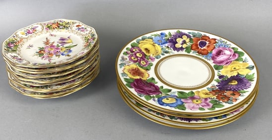 Group of Dresden Floral Plates