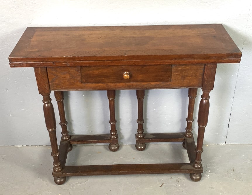 William & Mary Walnut & Oak Games Table (1 of 7)