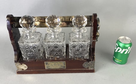Tantalus w/ 3 Crystal Decanters