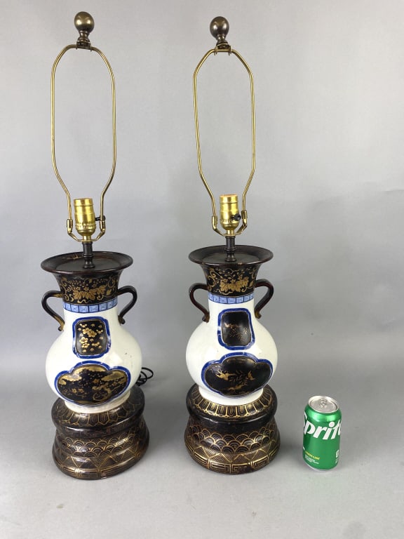 Pair of Asian Porcelain Lamps (1 of 6)