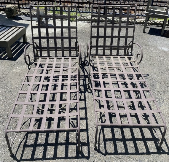 Pair of Brown Jordan Metal Chaise Lounge Chairs: Pair of Brown Jordan Metal Chaise Lounge Chairs.41 1/4"h x 76 12"w x 28"dCondition: Overall wear.