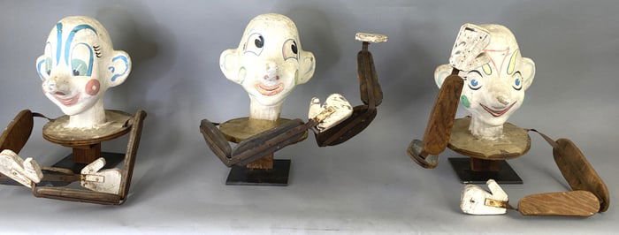 Group of 3 Paper Mache Clown Heads