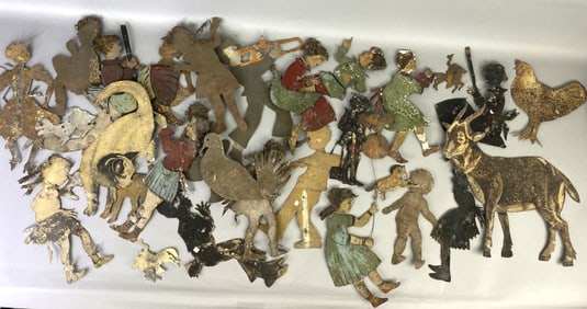 Group of Tin Cut Outs of People & Animals