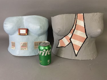 2 Plaster Breast Sculptures