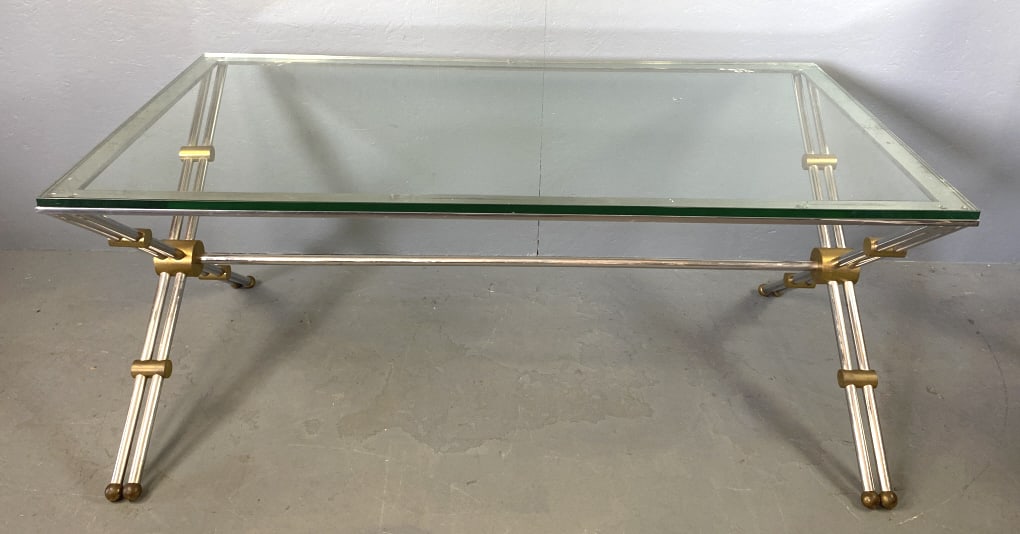 MCM John Vesey Chrome & Brass Dining Table (1 of 7)