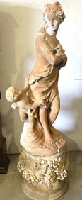 19th C. Terra Cotta Figure of Mother & Child