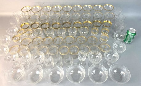 Group of Gold Accent & Cut Crystal Glasses