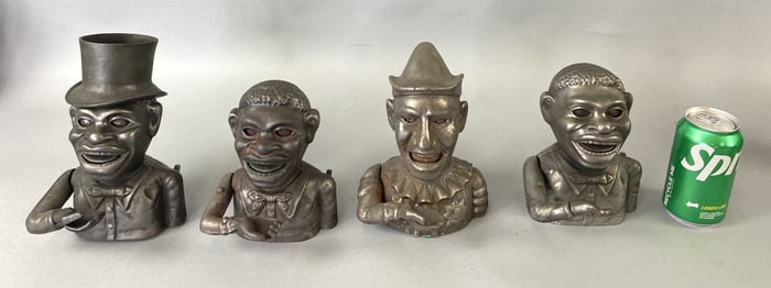 Group of 4 Antique Cast Iron Banks