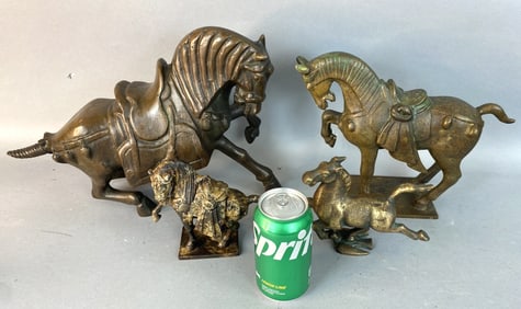 4 Bronze & Brass Horse Sculptures