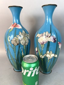 Pair of Antique Bronze Cloisonne Vase