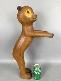 Folk Art Carved Wood Bear