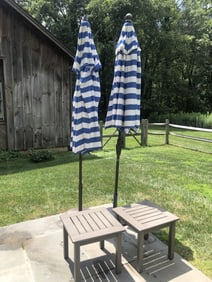 2 Patio Umbrellas w/ 2 End Tables