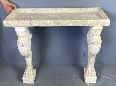 Carved Marble Console w/ Griffins