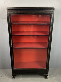 Black Lacquer 1 Door Curio Cabinet