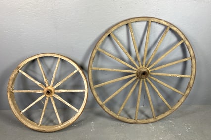 2 Wood Wagon Wheels