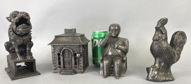 Group of 4 Cast Iron Mechanical Banks