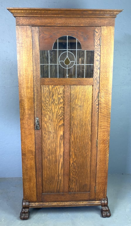 Arts & Crafts Style Oak Armoire: Arts & Crafts Style Oak Armoire 76 1/2"h x 37"w x 19"d
