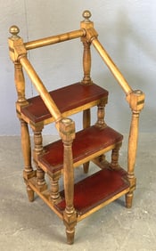 Georgian Style Library Steps w/ Leather Clad Step