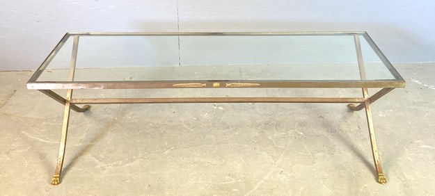 Neoclassical Style Steel & Brass Low Table