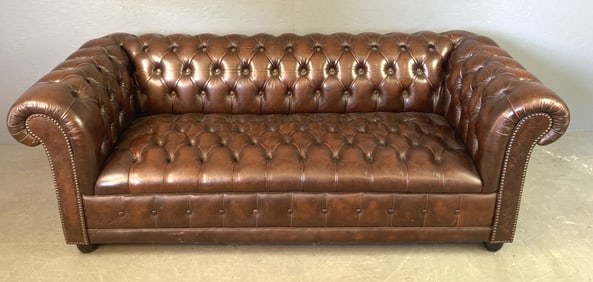 Brown Leather Chesterfield Sofa