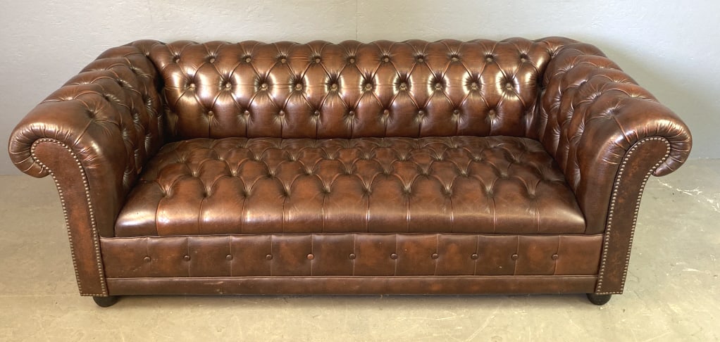 Brown Leather Chesterfield Sofa (1 of 6)