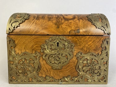 19th C. English Burlwood & Brass Dome Box