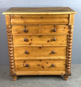 19th C. Pine 6 Drawer Chest