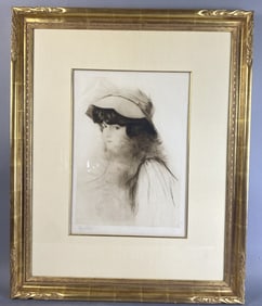 Edgar Chahine Drypoint Etching of a Woman