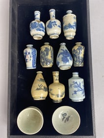 Miniature Chinese Vases w/ 2 Bowls