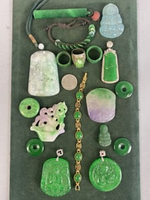 Grouping of Jade Jewelry Items