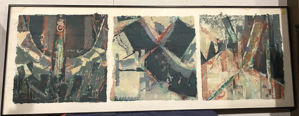 M. Isaacs Large Mixed Media Triptych (1 of 5)