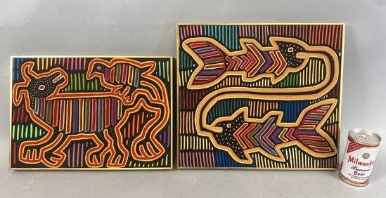 2 Framed Hand Stitched Molas